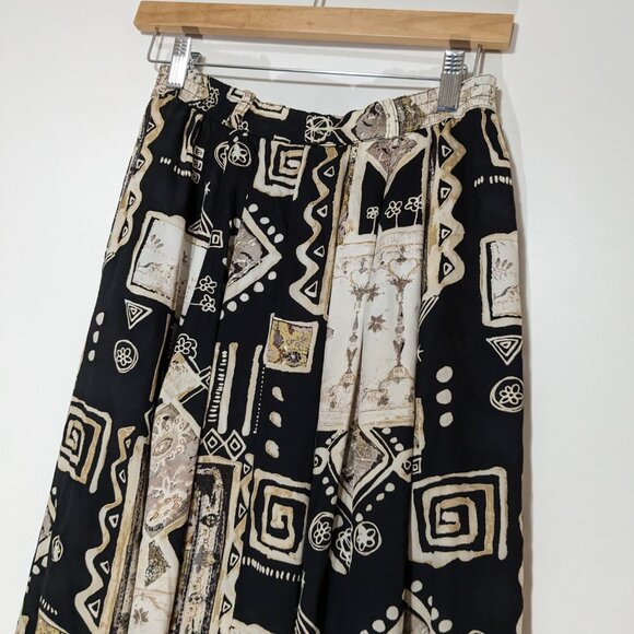 Conrad C Patterned Blouse and Skirt Set Beige Black VINTAGE Size Medium - Picture 6 of 6
